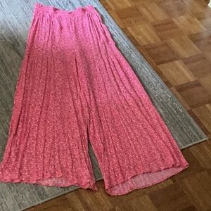 FUCHSIA FLORAL CREPE PALAZZO PANTS
